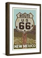 New Mexico - Route 66 Letterpress-Lantern Press-Framed Art Print