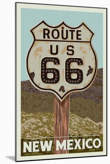 New Mexico - Route 66 Letterpress-Lantern Press-Mounted Art Print