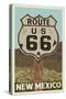 New Mexico - Route 66 Letterpress-Lantern Press-Stretched Canvas