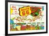 New Mexico - Route 66 Map-Lantern Press-Framed Premium Giclee Print