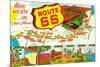 New Mexico - Route 66 Map-Lantern Press-Mounted Premium Giclee Print