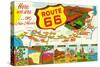 New Mexico - Route 66 Map-Lantern Press-Stretched Canvas