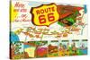 New Mexico - Route 66 Map-Lantern Press-Stretched Canvas