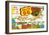 New Mexico - Route 66 Map-Lantern Press-Framed Art Print