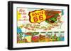 New Mexico - Route 66 Map-Lantern Press-Framed Art Print