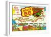 New Mexico - Route 66 Map-Lantern Press-Framed Art Print