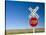 New Mexico, Route 66, Near Montoya, Railroad Crossing and Sign, USA-Alan Copson-Stretched Canvas