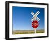 New Mexico, Route 66, Near Montoya, Railroad Crossing and Sign, USA-Alan Copson-Framed Photographic Print