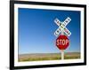 New Mexico, Route 66, Near Montoya, Railroad Crossing and Sign, USA-Alan Copson-Framed Photographic Print