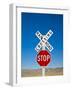 New Mexico, Route 66, Near Montoya, Railroad Crossing and Sign, USA-Alan Copson-Framed Photographic Print