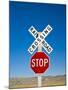 New Mexico, Route 66, Near Montoya, Railroad Crossing and Sign, USA-Alan Copson-Mounted Photographic Print