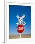 New Mexico, Route 66, Near Montoya, Railroad Crossing and Sign, USA-Alan Copson-Framed Photographic Print