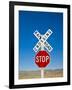 New Mexico, Route 66, Near Montoya, Railroad Crossing and Sign, USA-Alan Copson-Framed Photographic Print