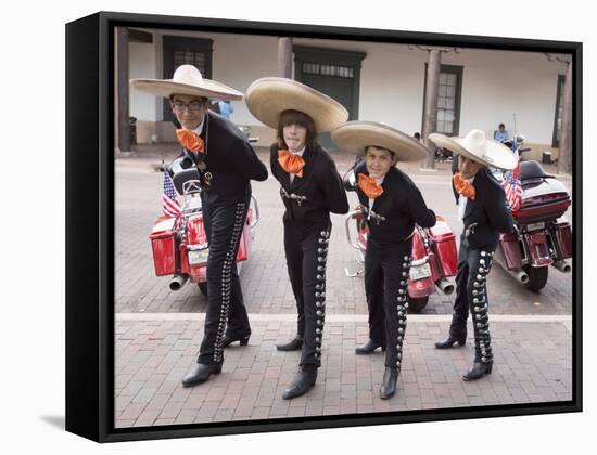 New Mexico, Santa Fe. Hispanic Folkloric Dance Group, Bandstand 2014-Luc Novovitch-Framed Stretched Canvas