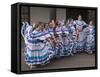 New Mexico, Santa Fe. Hispanic Folkloric Dance Group, Bandstand 2014-Luc Novovitch-Framed Stretched Canvas