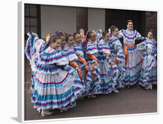 New Mexico, Santa Fe. Hispanic Folkloric Dance Group, Bandstand 2014-Luc Novovitch-Framed Photographic Print