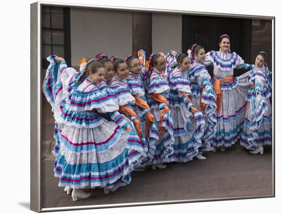 New Mexico, Santa Fe. Hispanic Folkloric Dance Group, Bandstand 2014-Luc Novovitch-Framed Photographic Print