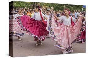 New Mexico, Santa Fe. Hispanic Folkloric Dance Group, Bandstand 2014-Luc Novovitch-Stretched Canvas