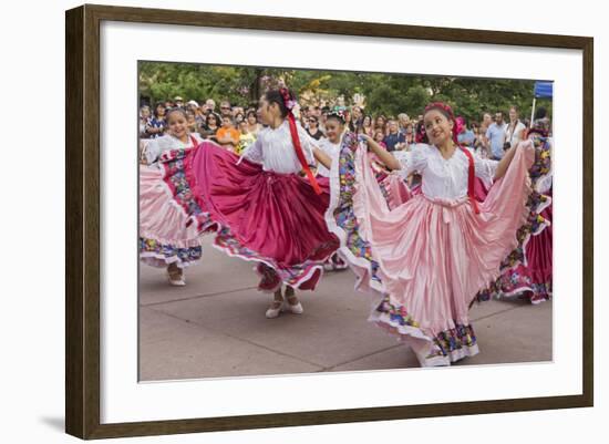 New Mexico, Santa Fe. Hispanic Folkloric Dance Group, Bandstand 2014-Luc Novovitch-Framed Photographic Print