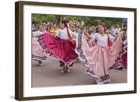 New Mexico, Santa Fe. Hispanic Folkloric Dance Group, Bandstand 2014-Luc Novovitch-Framed Photographic Print