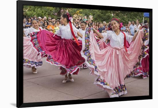 New Mexico, Santa Fe. Hispanic Folkloric Dance Group, Bandstand 2014-Luc Novovitch-Framed Photographic Print