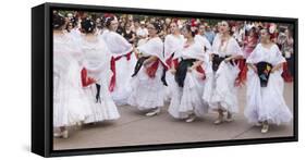 New Mexico, Santa Fe. Hispanic Folkloric Dance Group, Bandstand 2014-Luc Novovitch-Framed Stretched Canvas