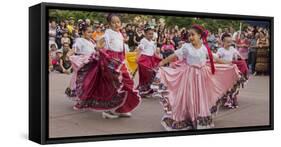 New Mexico, Santa Fe. Hispanic Folkloric Dance Group, Bandstand 2014-Luc Novovitch-Framed Stretched Canvas