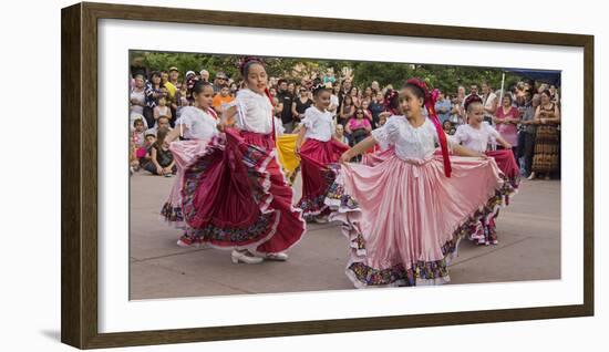 New Mexico, Santa Fe. Hispanic Folkloric Dance Group, Bandstand 2014-Luc Novovitch-Framed Photographic Print