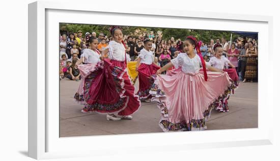 New Mexico, Santa Fe. Hispanic Folkloric Dance Group, Bandstand 2014-Luc Novovitch-Framed Photographic Print