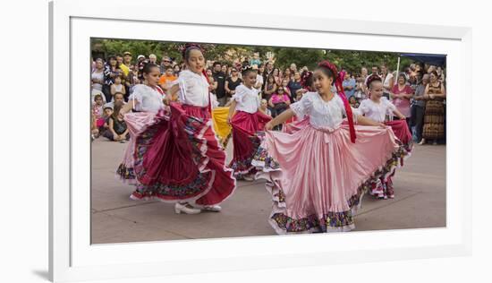 New Mexico, Santa Fe. Hispanic Folkloric Dance Group, Bandstand 2014-Luc Novovitch-Framed Photographic Print