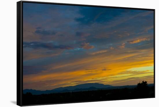 New Mexico, Santa Fe, Sunset from Hyde Park Road at Avenida Primera S-Bernard Friel-Framed Stretched Canvas