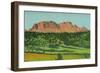 New Mexico, Santa Fe Trail View of Hermit's Peak, Human Face Rock Formation-Lantern Press-Framed Art Print