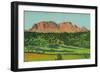 New Mexico, Santa Fe Trail View of Hermit's Peak, Human Face Rock Formation-Lantern Press-Framed Art Print