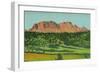 New Mexico, Santa Fe Trail View of Hermit's Peak, Human Face Rock Formation-Lantern Press-Framed Art Print