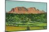 New Mexico, Santa Fe Trail View of Hermit's Peak, Human Face Rock Formation-Lantern Press-Mounted Art Print