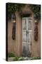 New Mexico, Santa Fe. Weathered Door to Home-Jaynes Gallery-Stretched Canvas