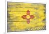 New Mexico State Flag - Barnwood Painting-Lantern Press-Framed Art Print