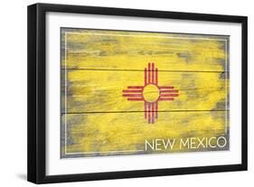 New Mexico State Flag - Barnwood Painting-Lantern Press-Framed Art Print