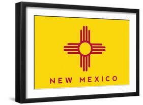New Mexico State Flag - Letterpress-Lantern Press-Framed Art Print