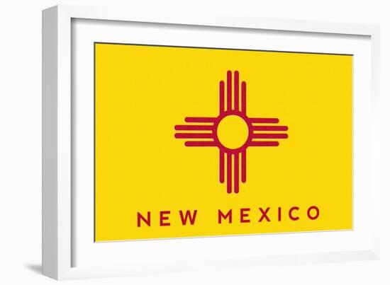 New Mexico State Flag - Letterpress-Lantern Press-Framed Art Print