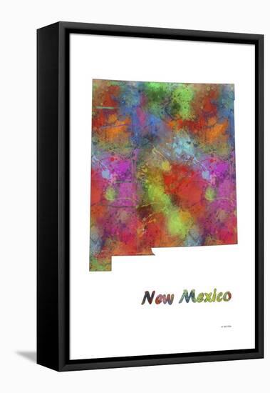 New Mexico State Map 1-Marlene Watson-Framed Stretched Canvas
