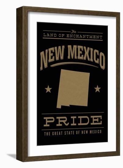 New Mexico State Pride - Gold on Black-Lantern Press-Framed Art Print