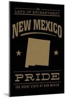 New Mexico State Pride - Gold on Black-Lantern Press-Mounted Art Print
