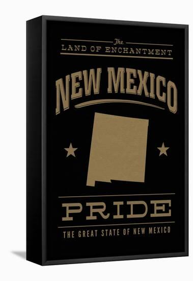 New Mexico State Pride - Gold on Black-Lantern Press-Framed Stretched Canvas