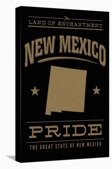 New Mexico State Pride - Gold on Black-Lantern Press-Stretched Canvas