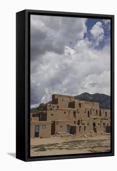 New Mexico, Taos. Taos Pueblo, Pre Hispanic Architecture-Luc Novovitch-Framed Stretched Canvas