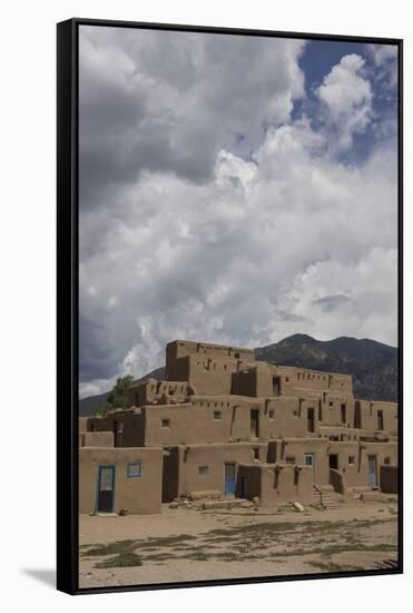 New Mexico, Taos. Taos Pueblo, Pre Hispanic Architecture-Luc Novovitch-Framed Stretched Canvas