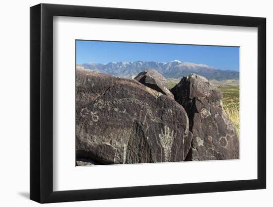 New Mexico, Three Rivers Petroglyph Site. Petroglyph on Rocks-Don Paulson-Framed Photographic Print