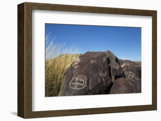 New Mexico, Three Rivers Petroglyph Site. Petroglyph on Rocks-Don Paulson-Framed Photographic Print