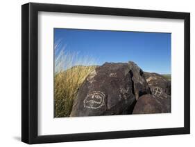 New Mexico, Three Rivers Petroglyph Site. Petroglyph on Rocks-Don Paulson-Framed Photographic Print